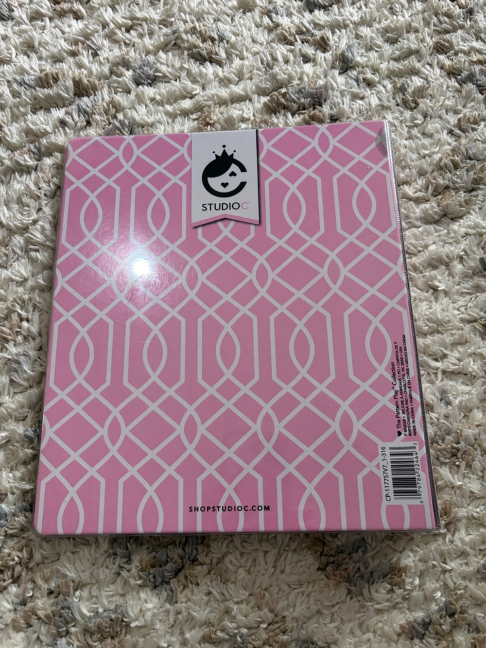 Pink 1” Geometric Pattern Binder - Picture 3 of 4
